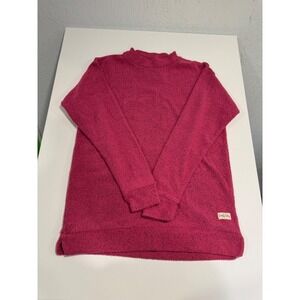Comfy Terry Pink Boucle Mock Neck Sweatshirt Womens XL Long Sleeve Cotton Blend